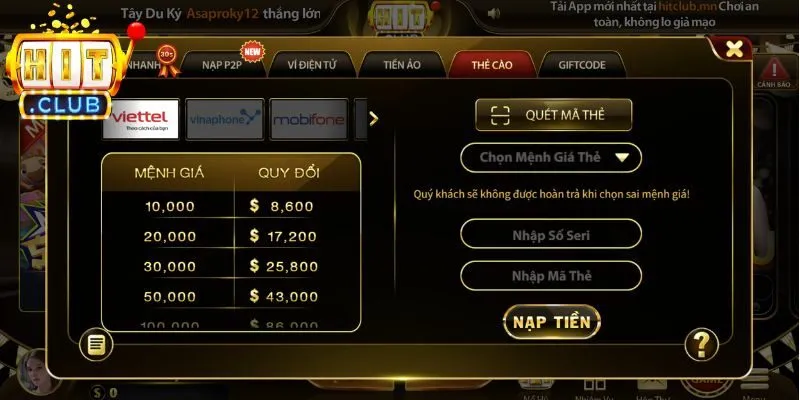 Lưu ý cược thủ cần nhớ khi nạp tiền Hitclub
